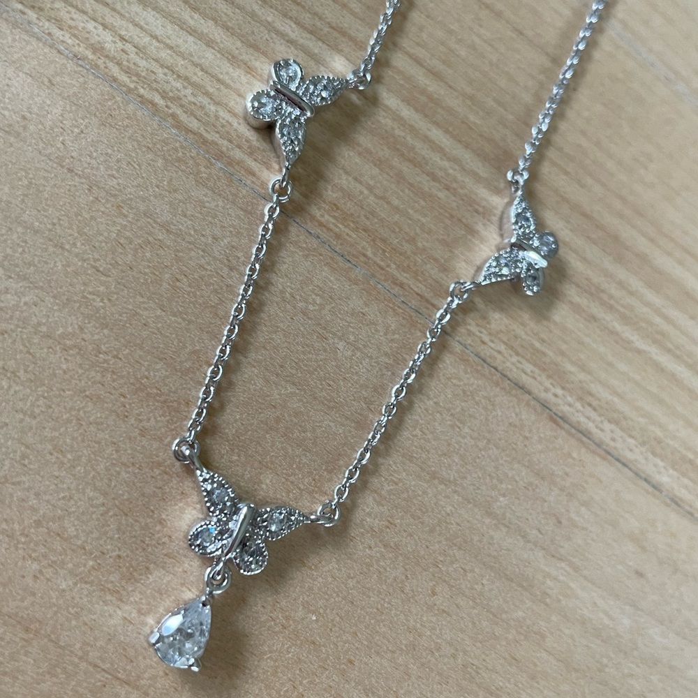 925 Sterling and CZ Butterfly Necklace Vintage Y2K